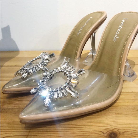 Clear Embellished Princess Mule Heels - Picture 4 of 9